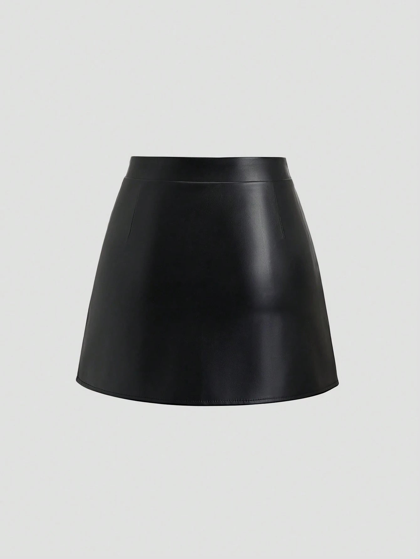Sweetra Elegant Retro High Waist Pleated Brazilian PU Leather Side Slit A-Line Mini Skirt For Women Y2K