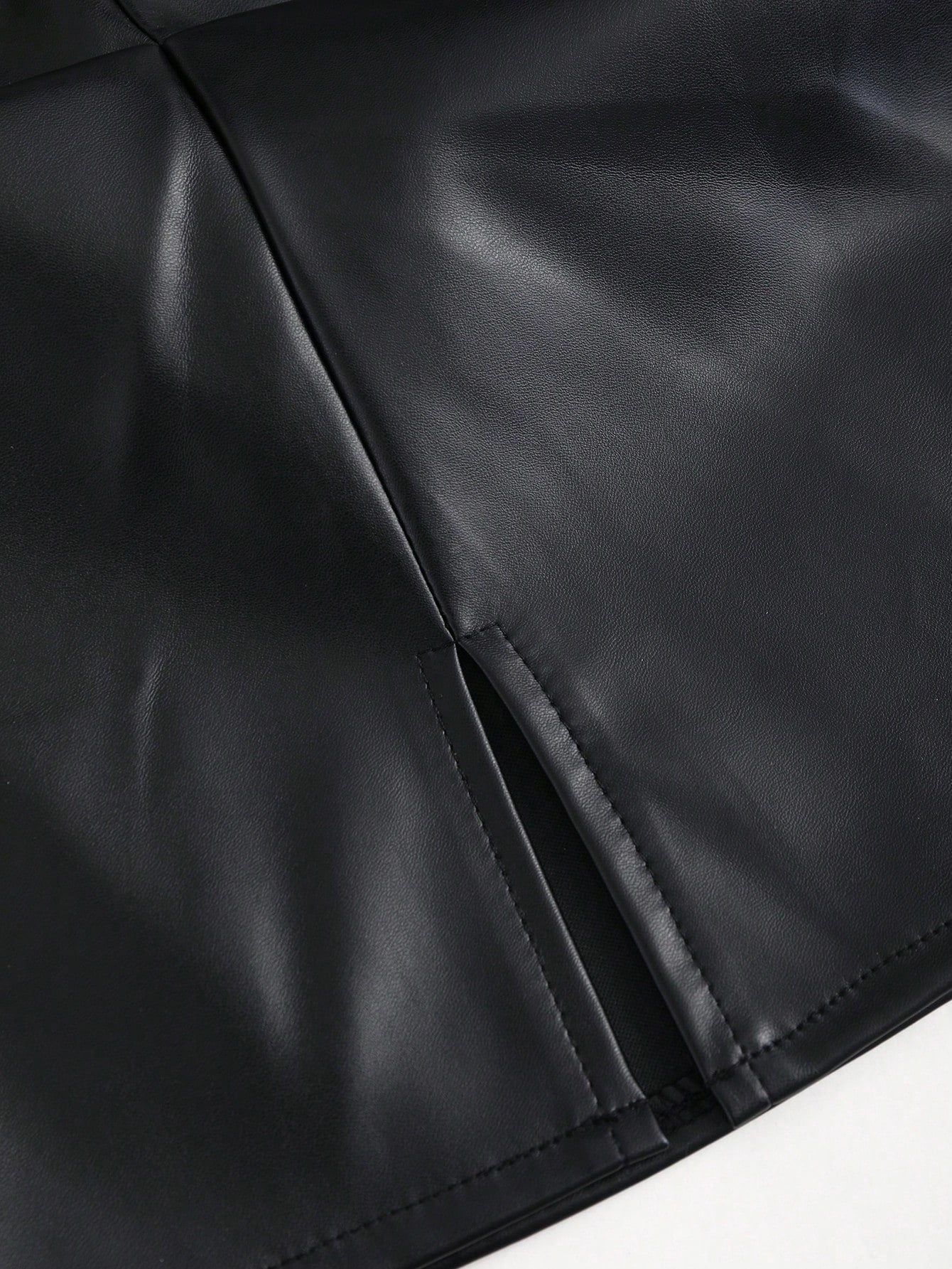 Sweetra Elegant Retro High Waist Pleated Brazilian PU Leather Side Slit A-Line Mini Skirt For Women Y2K