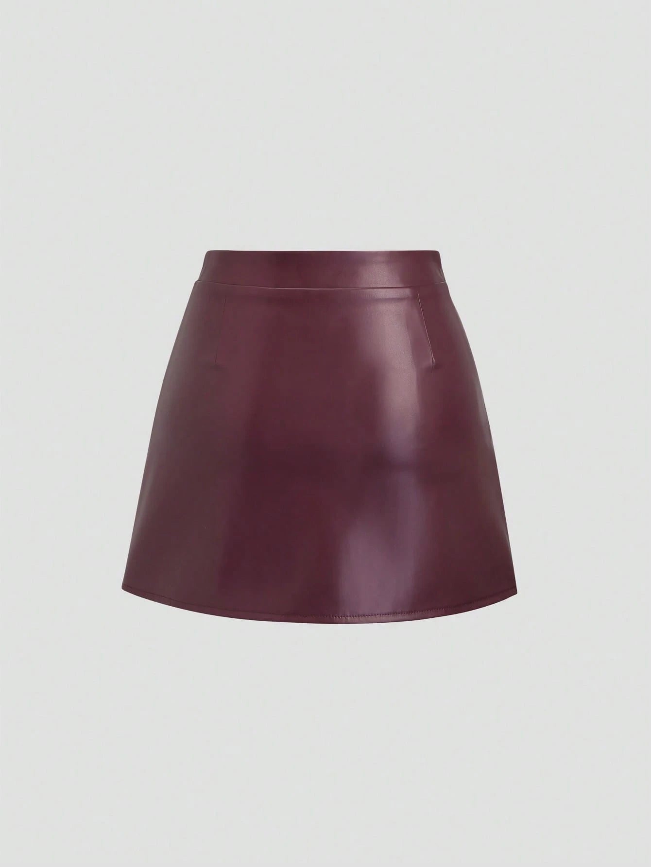 Sweetra Elegant Retro High Waist Pleated Brazilian PU Leather Side Slit A-Line Mini Skirt For Women Y2K