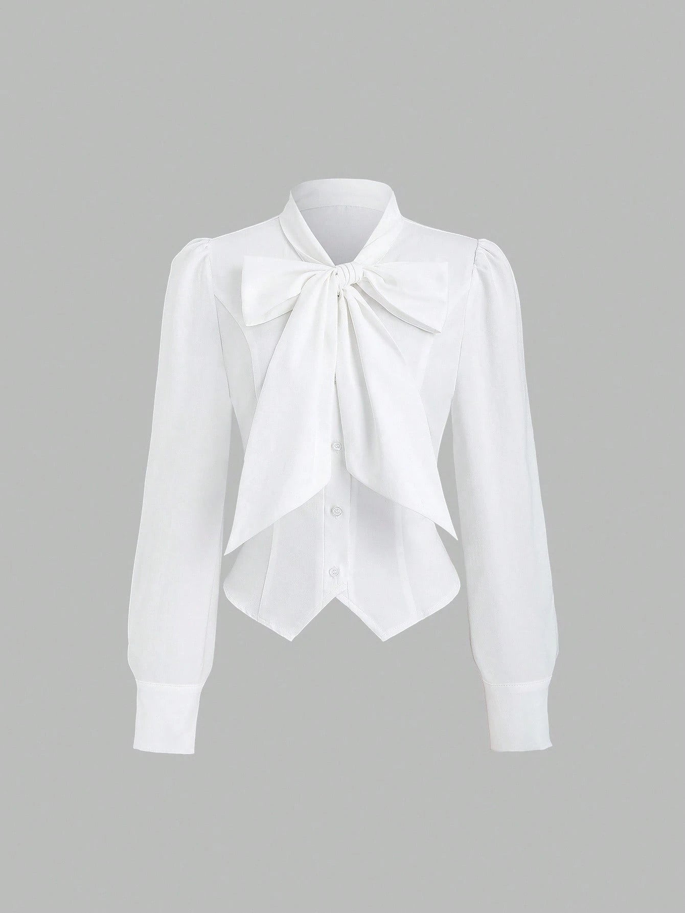 Sweetra French Tie Cinched Waist Design Commuter Long Sleeve Shirt For Women, Autumn