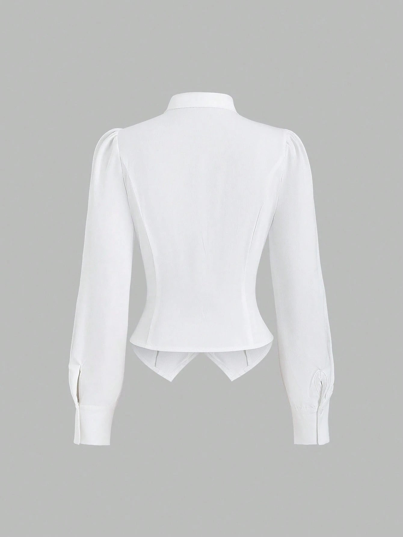 Sweetra French Tie Cinched Waist Design Commuter Long Sleeve Shirt For Women, Autumn