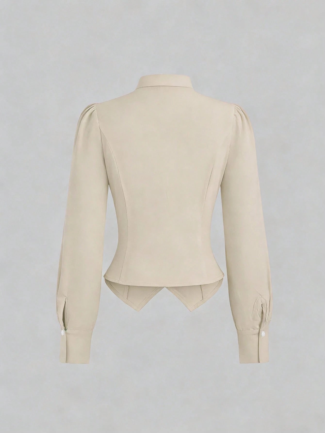 Sweetra French Tie Cinched Waist Design Commuter Long Sleeve Shirt For Women, Autumn