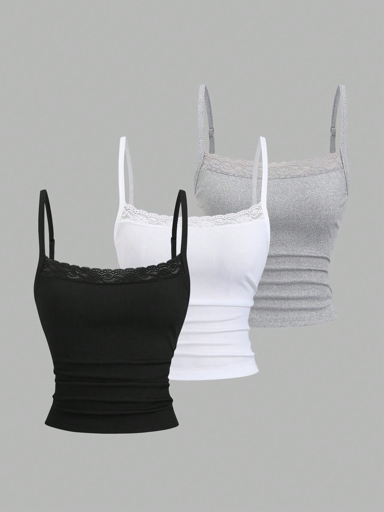 Sweetra Lace Camisole Cropped Backless Top,Summer Basic Everyday Black And White Sweet & Spicy Elegant Music Festival Vacation Daily School Tight-Fitting