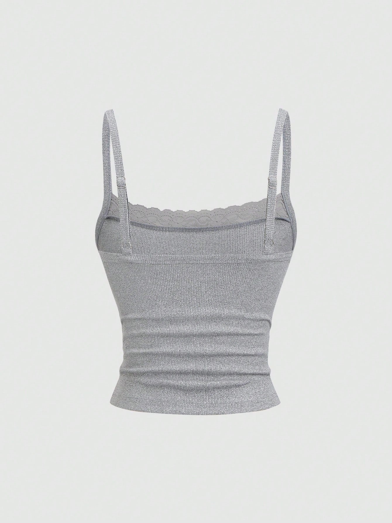 Sweetra Lace Camisole Cropped Backless Top,Summer Basic Everyday Black And White Sweet & Spicy Elegant Music Festival Vacation Daily School Tight-Fitting