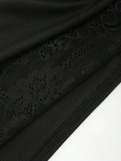Sweetra Lace Splicing Wrapped Cross Neck Camisole Top For Women
