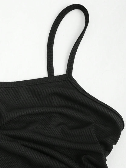Sweetra Lace Splicing Wrapped Cross Neck Camisole Top For Women