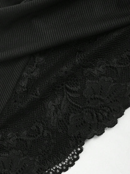 Sweetra Lace Splicing Wrapped Cross Neck Camisole Top For Women