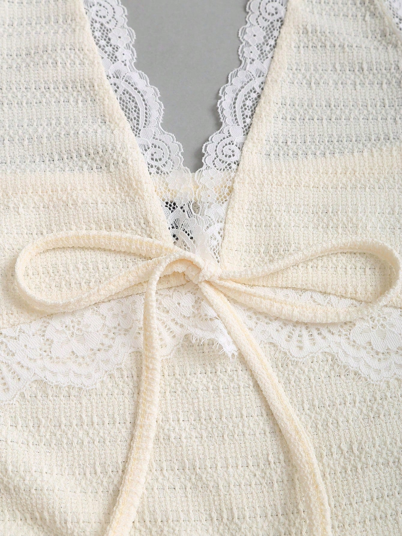 Sweetra Sexy Halter Lace Trim Textured Fabric A-Line Ruffle Elegant Dress