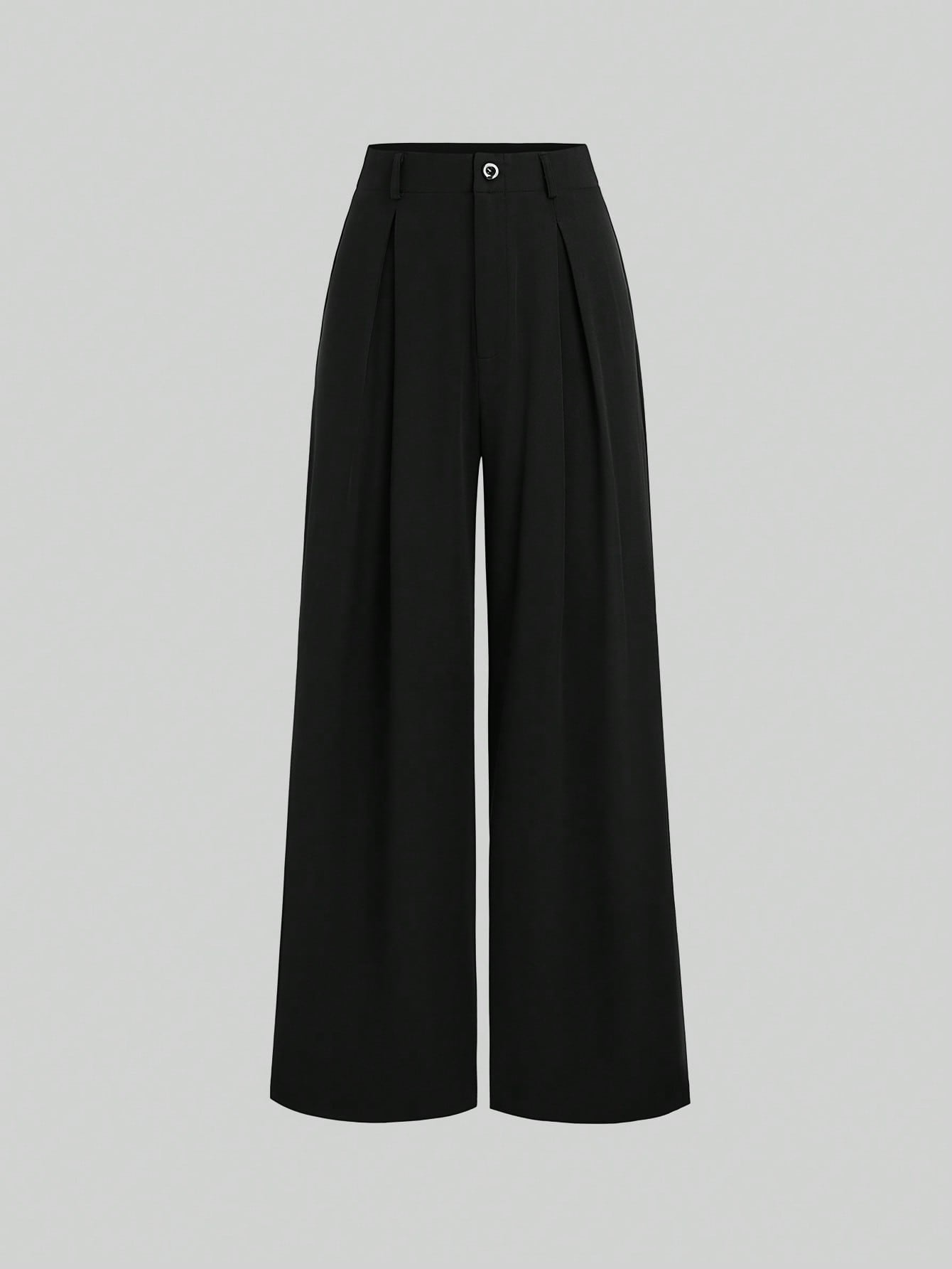 Sweetra Vintage Elegant Jacquard Pleated Wide-Leg Pants For Women, Autumn/Winter Fall Cloth For Women