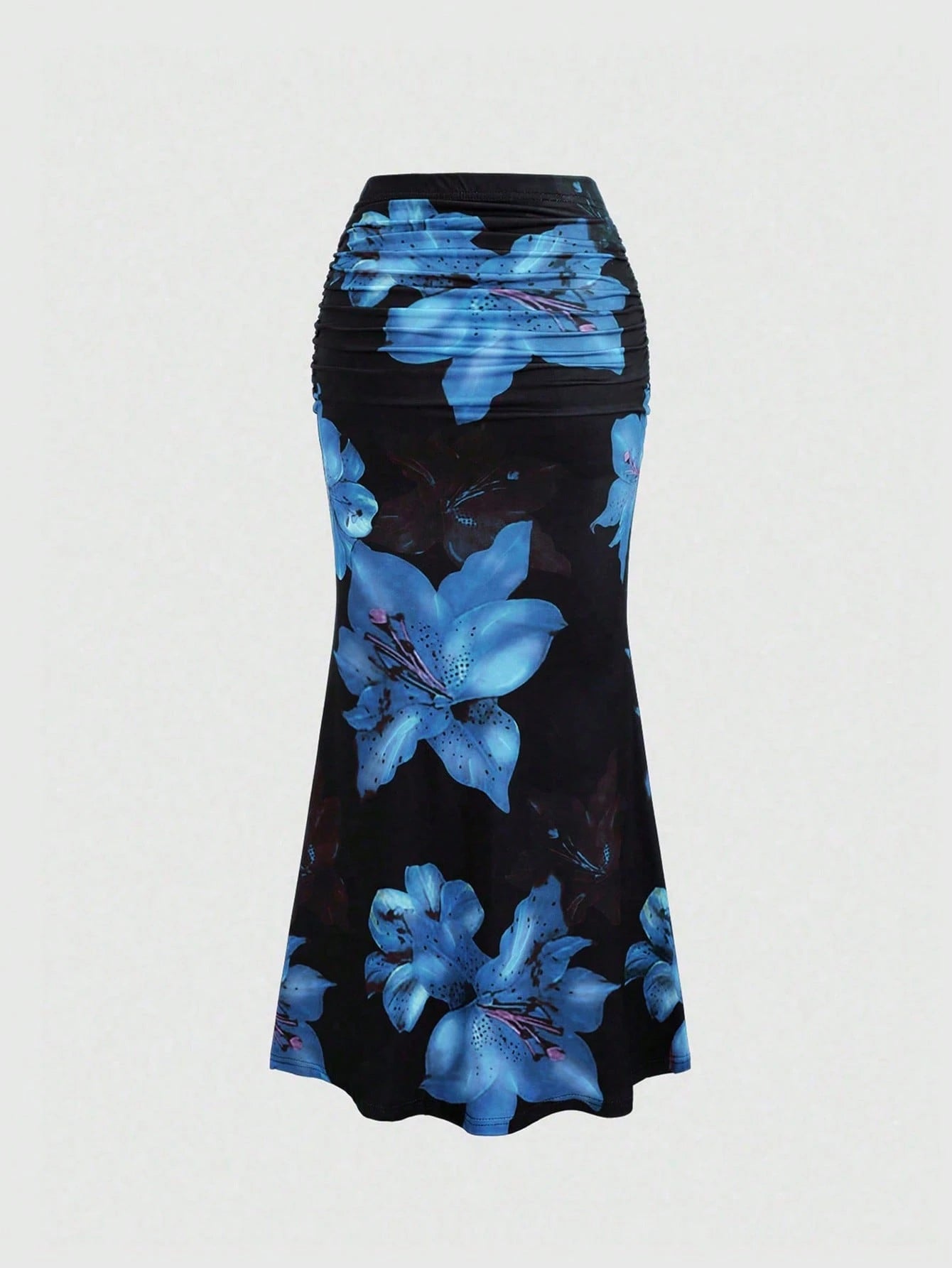 Sweetra Women's Floral Print Elastic Waist Pleated Mermaid Skirt Maxi Fall Cloth For Women