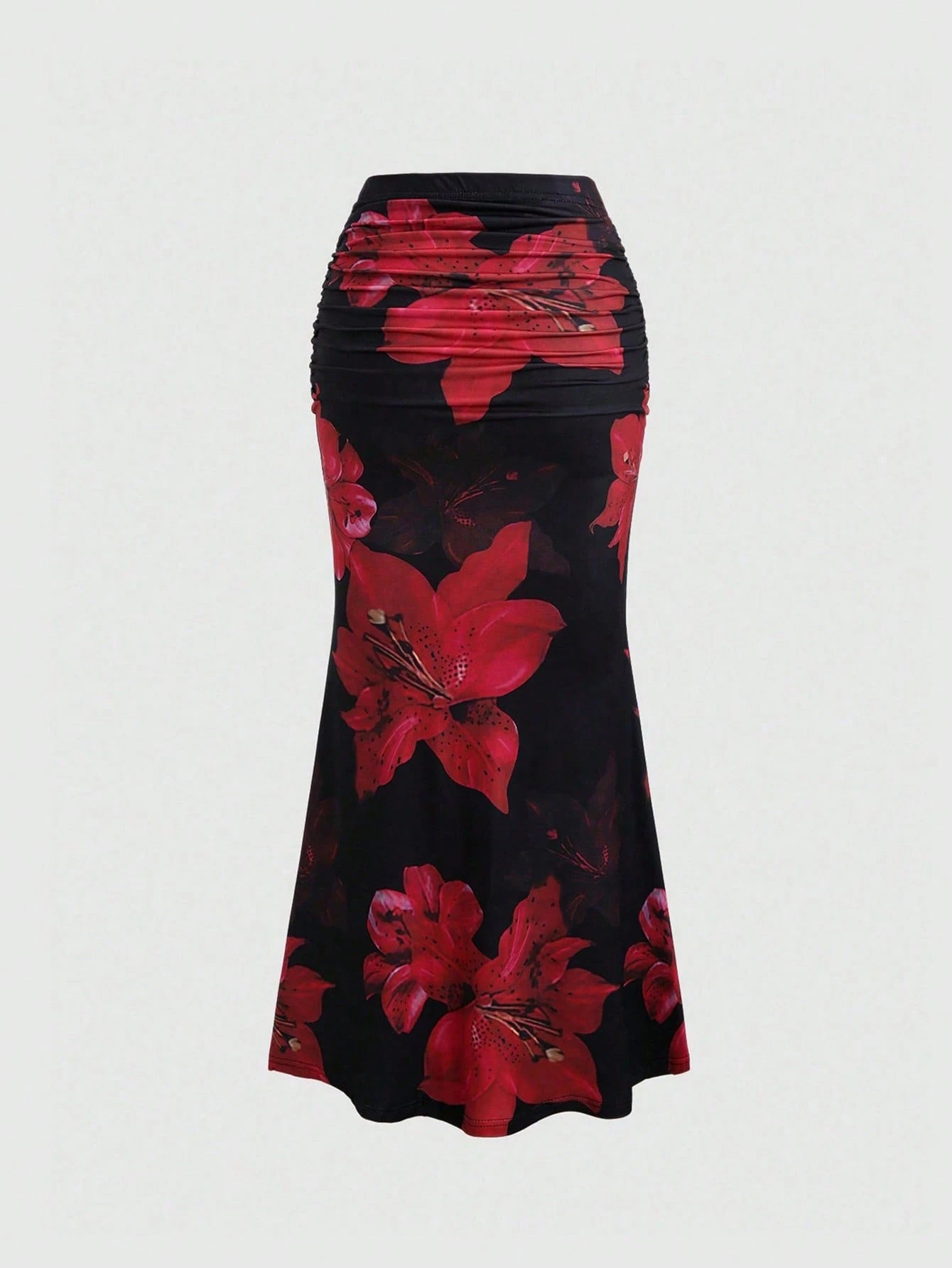 Sweetra Women's Floral Print Elastic Waist Pleated Mermaid Skirt Maxi Fall Cloth For Women