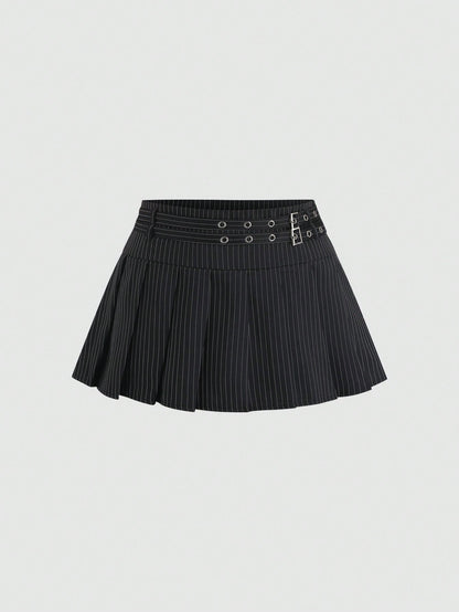 Sweetra Women's New Elegant Vintage Sexy Belted A-Line Super Skirt