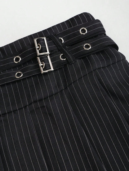Sweetra Women's New Elegant Vintage Sexy Belted A-Line Super Skirt