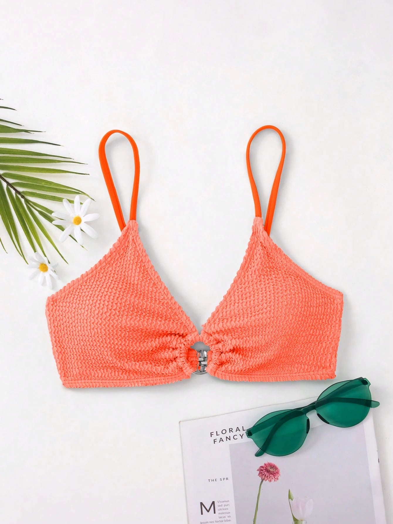 Swim Basics Summer Beach Ring Linked Halter Bikini Top Black Bikini Topblack Brabuilt In Bra Topbralettes For Womenbralette In Women