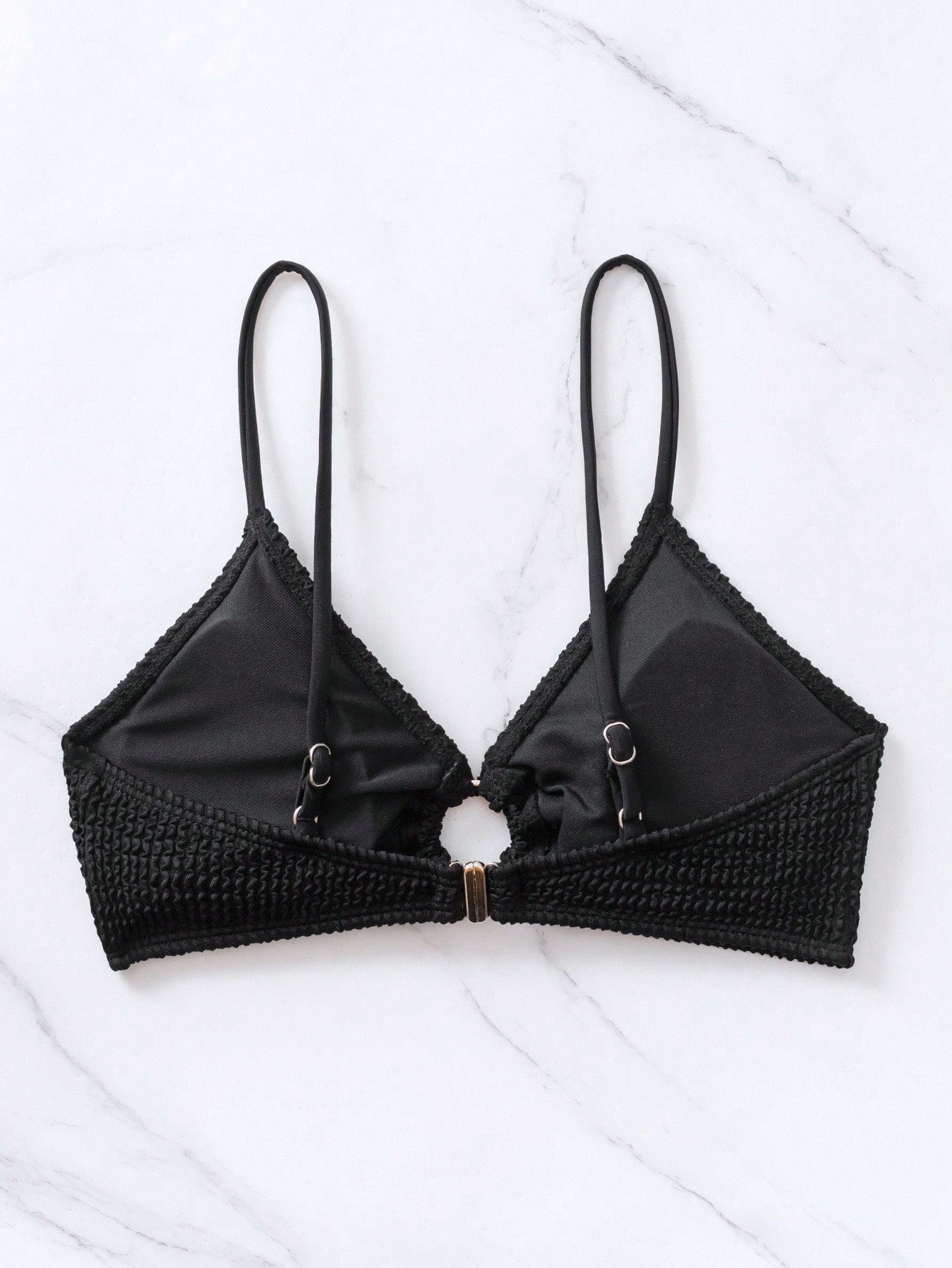 Swim Basics Summer Beach Ring Linked Halter Bikini Top Black Bikini Topblack Brabuilt In Bra Topbralettes For Womenbralette In Women