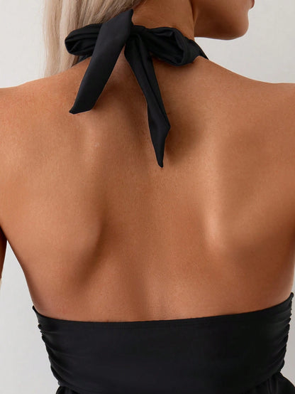 Swim Basics Summer Beach Women's Mature Charm Halter Neck Bikini Set