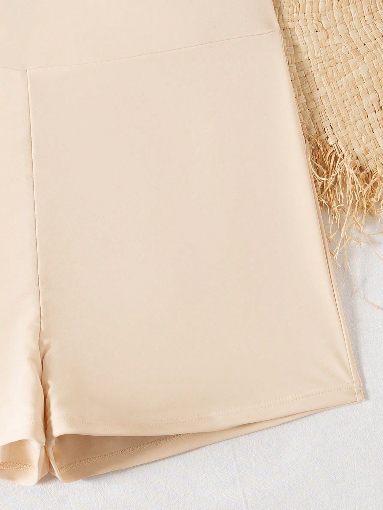 Swim Basics Women's Solid Color Bikini Bottom Swim Shorts For Summer Beach Holiday Beige Basic Casual