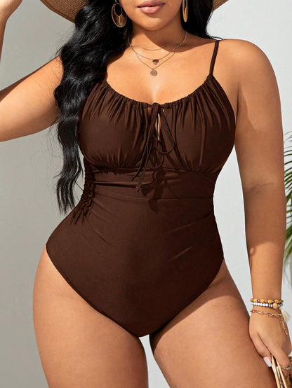 Swim Curve Summer Beach Plus Size Women's One-Piece Cami Swimsuit Bathing Suit