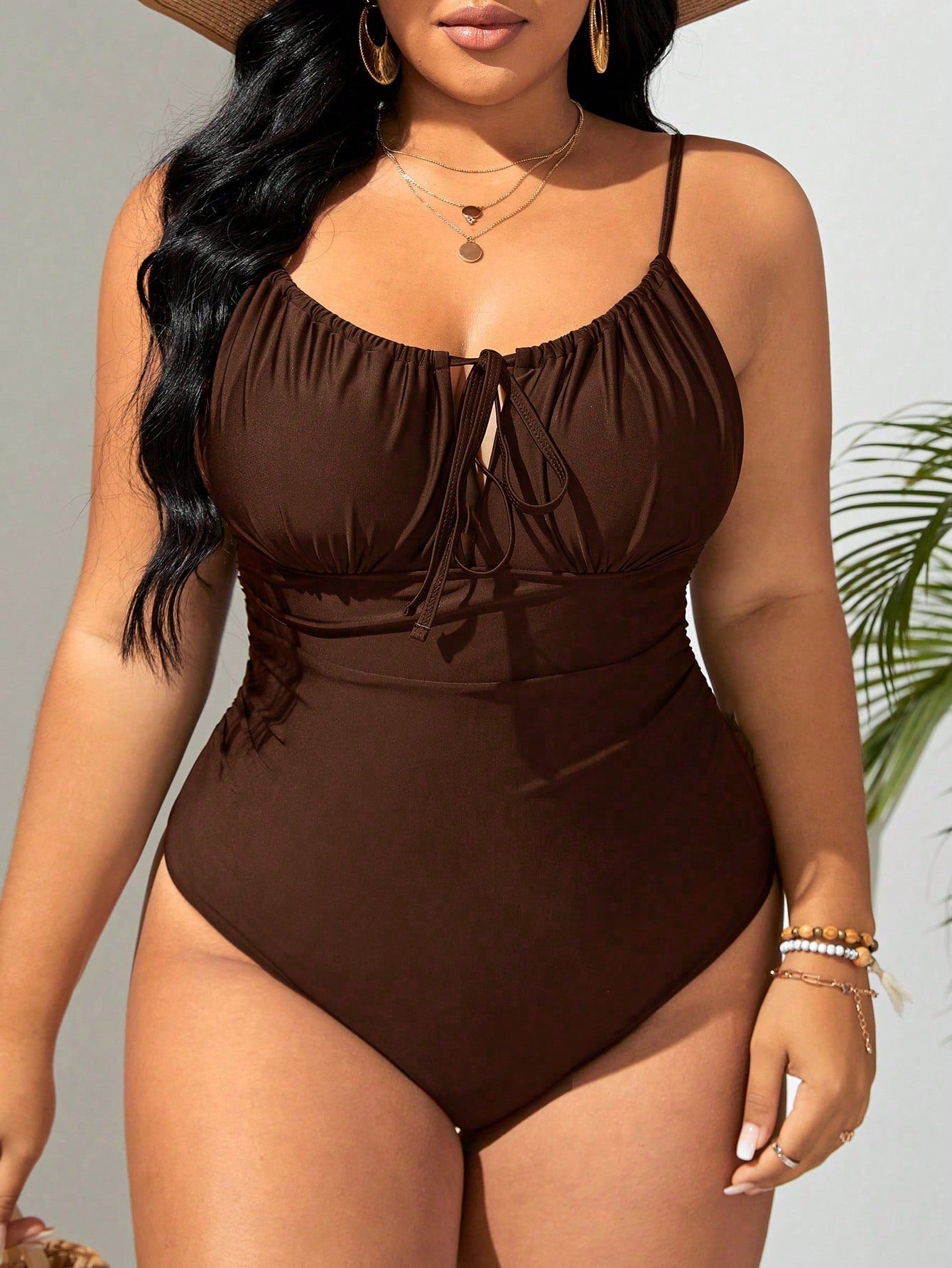 Swim Curve Summer Beach Plus Size Women's One-Piece Cami Swimsuit Bathing Suit