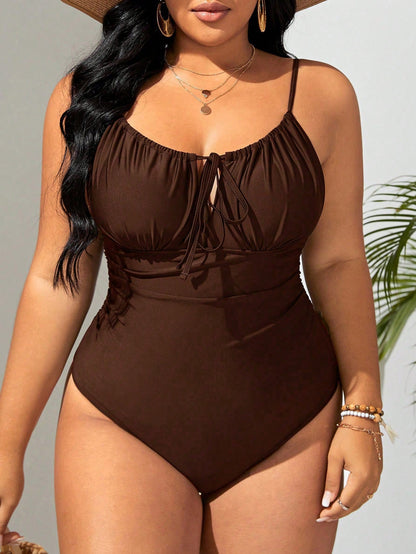 Swim Curve Summer Beach Plus Size Women's One-Piece Cami Swimsuit Bathing Suit