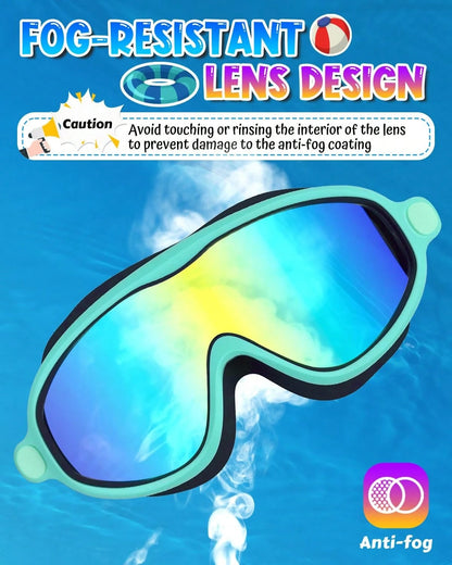 Swim Goggles 2 Packs Anti-Fog Anti-UV Wide View Swimming Goggles For Kids 3-14(Green&Black), Back To School