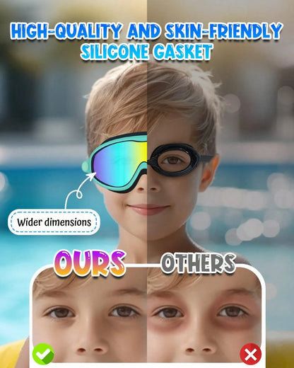 Swim Goggles 2 Packs Anti-Fog Anti-UV Wide View Swimming Goggles For Kids 3-14(Green&Black), Back To School