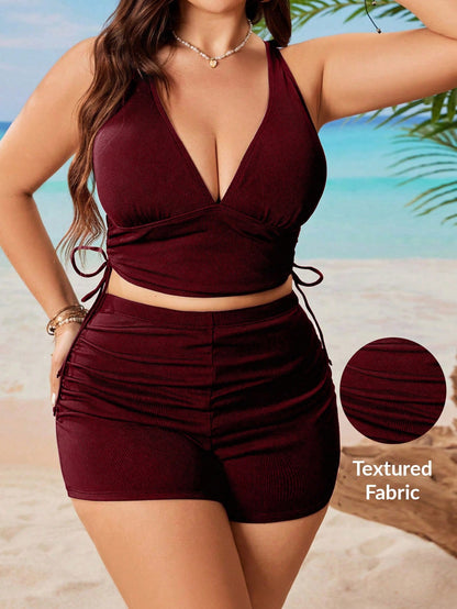 Swim Lushoire 2025 New Year Party Inclusive Adjustable Plus Size Swimwear Set Summer