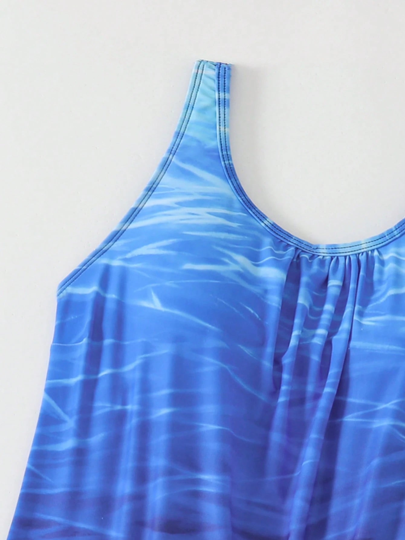 Swim Lushoire New Popular Women's Tankini Swimwear Set, Beach Vacation Style, Slimming Concealing Summer Blue And White Striped Black Casual