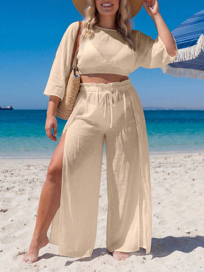 Swim Lushoire Plus Size Loose Kimono Cover Up Set, Vacation Style