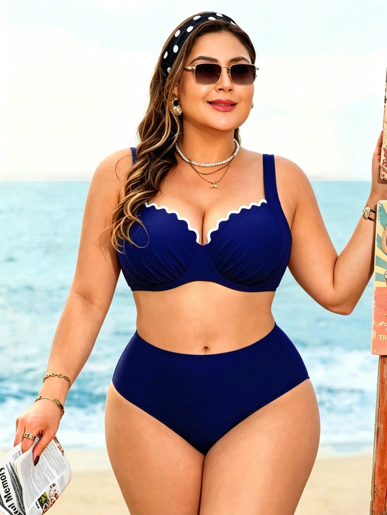 Swim Lushoire Plus Size Swimwear Top With Underwire Support, European And American Minimalist Mature Series