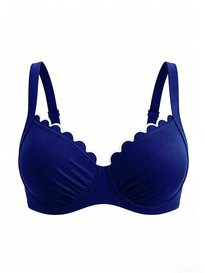 Swim Lushoire Plus Size Swimwear Top With Underwire Support, European And American Minimalist Mature Series