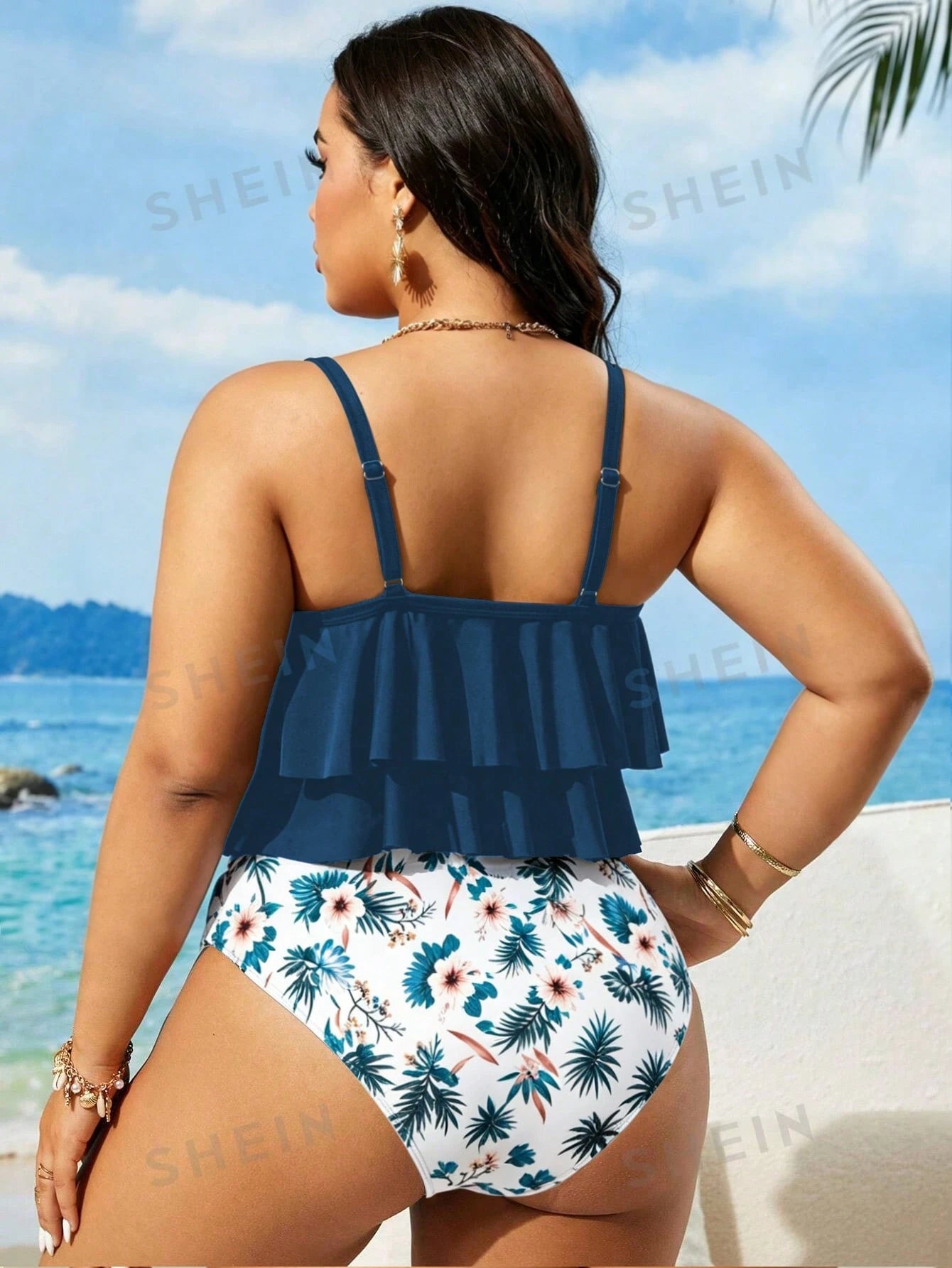Swim Lushoire Plus Size Vacation Beach Tankini Set