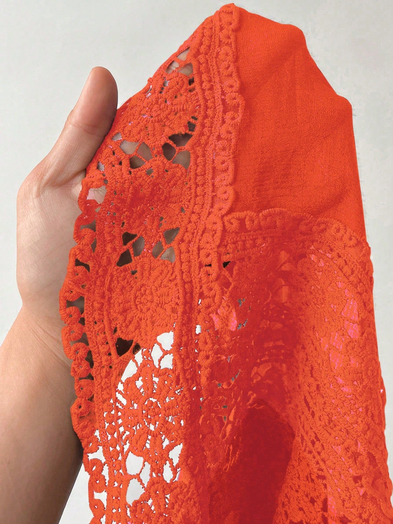 Swim Lushoire Plus Size Women's Hollow Floral Lace Splice Deep V-Neck Casual Vacation Coverup