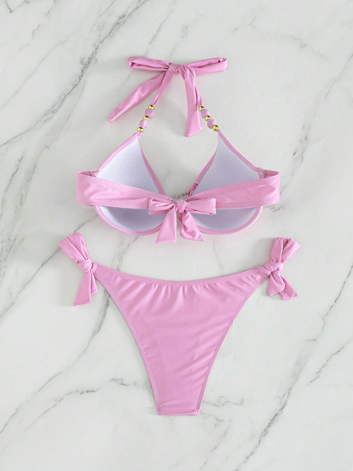 Swim Lushoire Two-Piece Swimsuit PUSH UP Gathered With Underwire Random Print