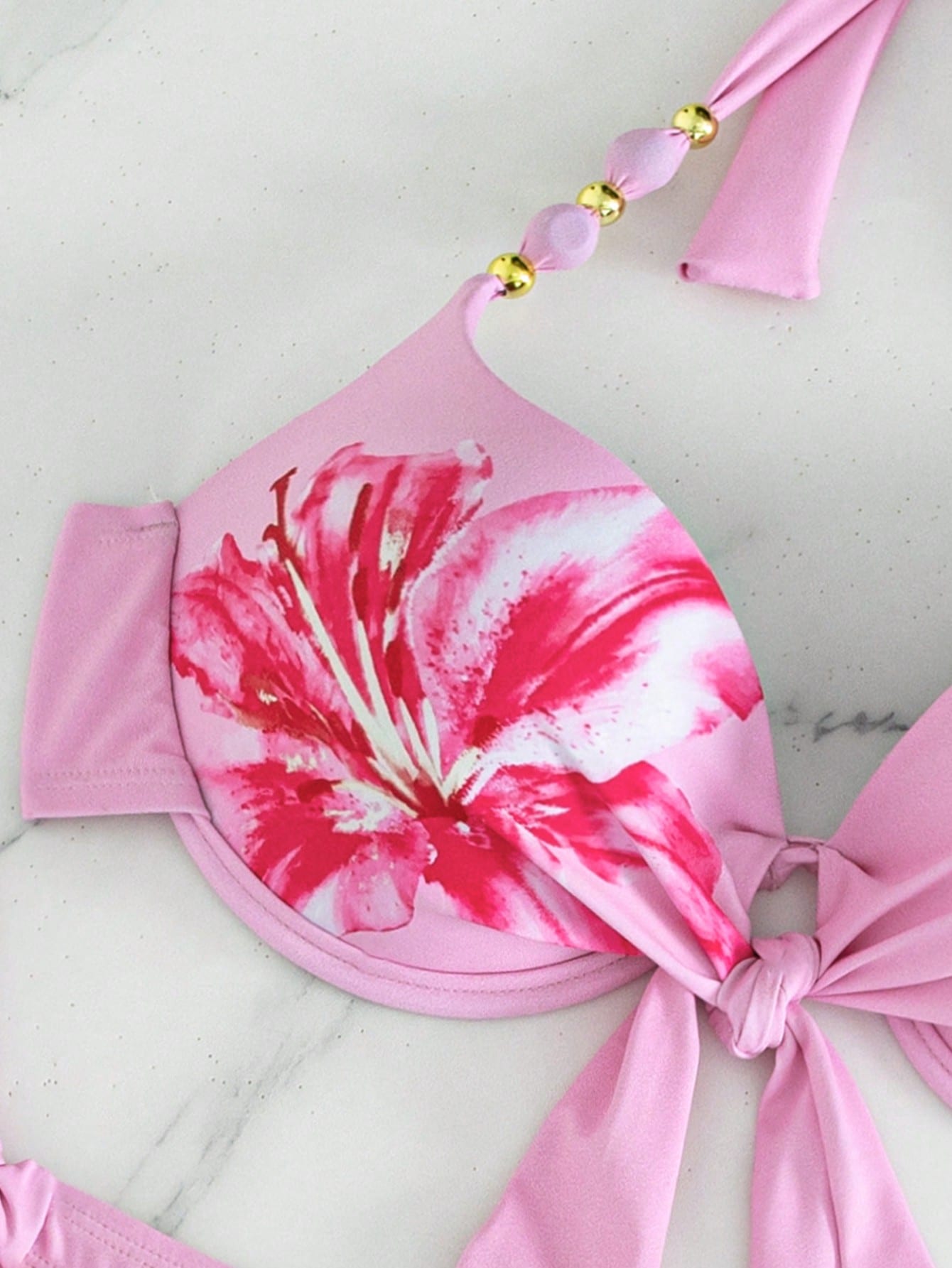 Swim Lushoire Two-Piece Swimsuit PUSH UP Gathered With Underwire Random Print