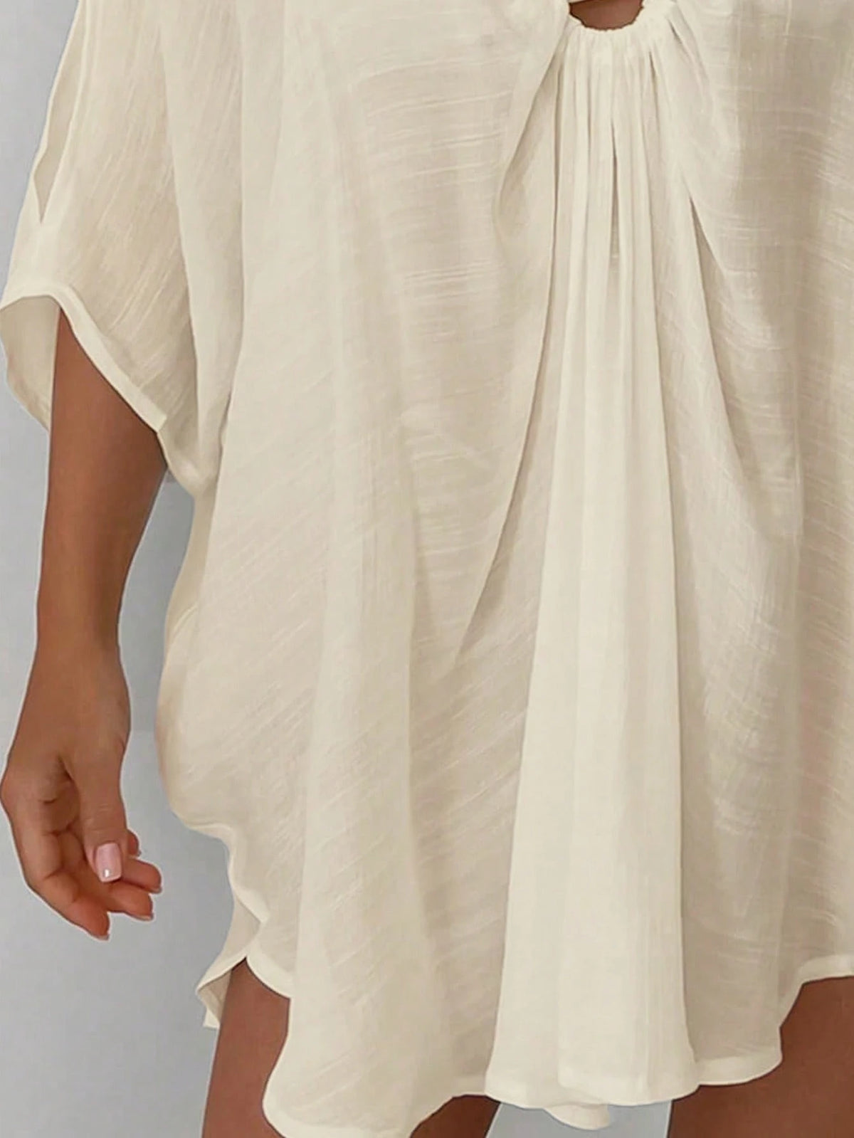 Swim Lushoire Women's Solid Color Elegant Loose Casual Cover Up, Suitable For Leisure And Vacation Summer