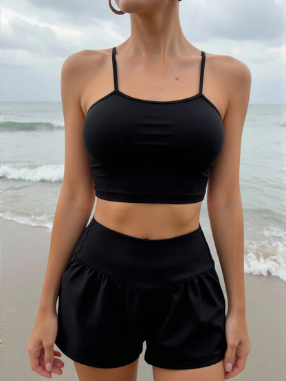 Swim Lushoire Women's Solid Color Simple Casual Beach Pants Summer