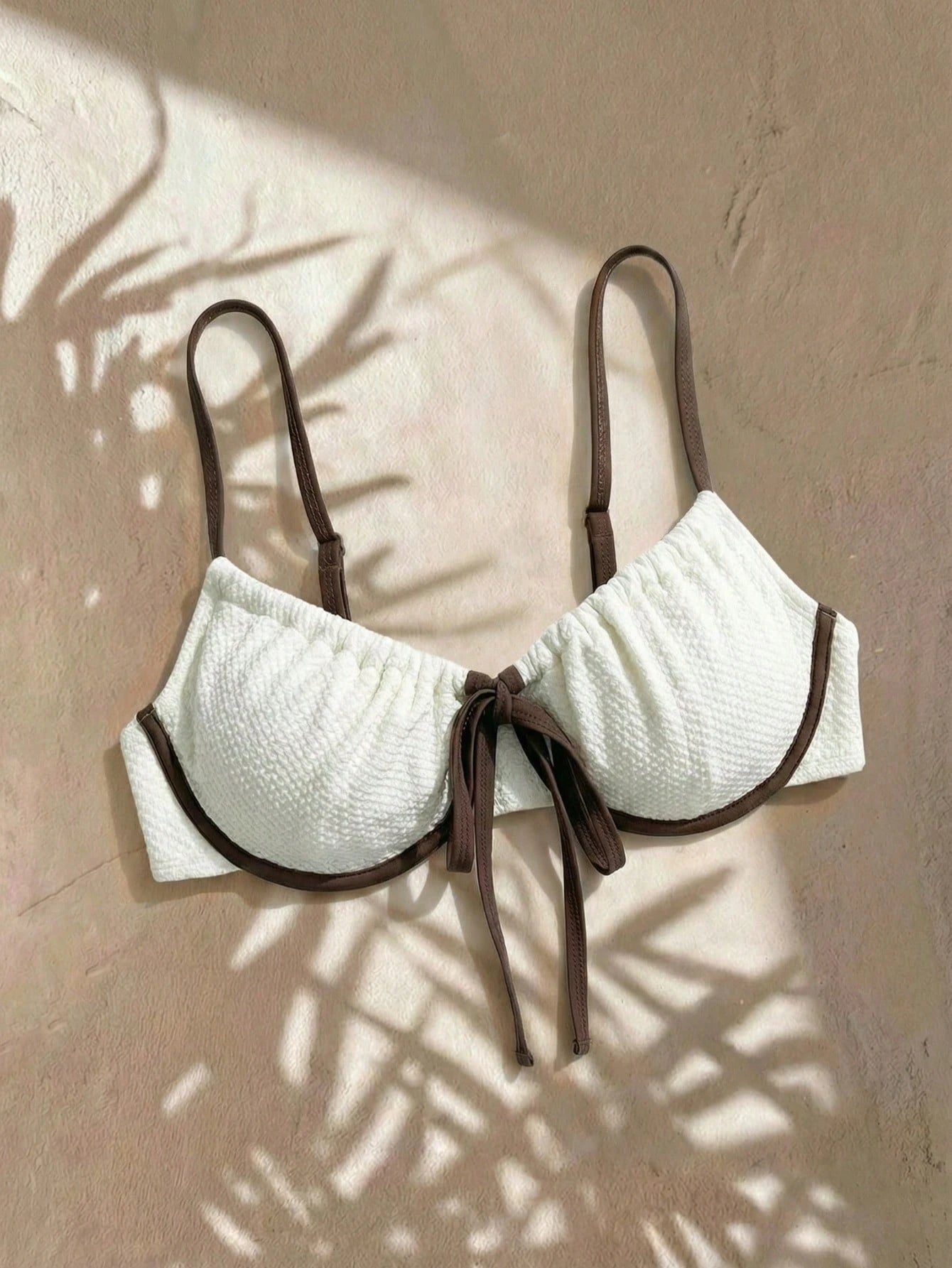 Swim Mod 2026 New Plus Size Women 1 Piece Contrast Color Steel Bra Casual Swimwear Top