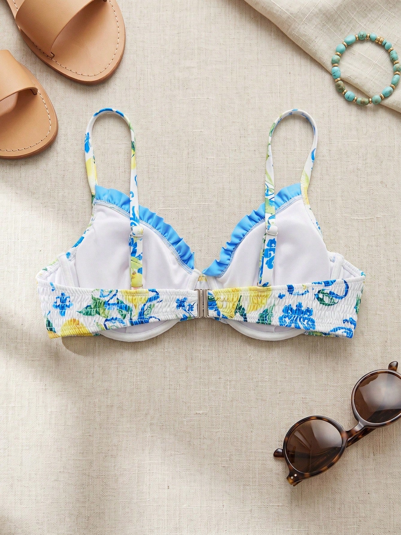 Swim Mod 2026 New Women's Spring/Summer V-Neck Spaghetti Strap Random Fruit Print Beach Vacation Plus Size Swimwear Top