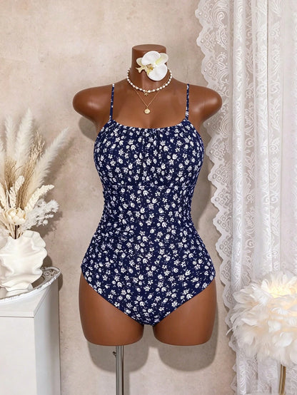 Swim Mod Plus Size Summer Beach Ditsy Floral Print One Piece Swimsuit One Piece Bathing Suit