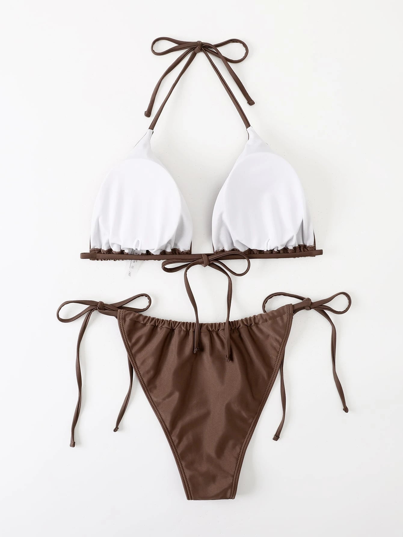 Swim Mod Summer Beach Plus Size Halter Triangle Tie Side Bikini Set