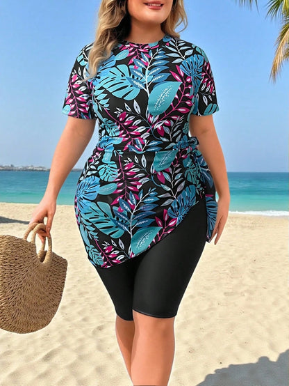 Swim Mulvari Plus Size Women Black White Burkini Swimwear Vacation Summer