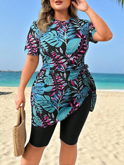 Swim Mulvari Plus Size Women Black White Burkini Swimwear Vacation Summer