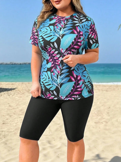 Swim Mulvari Plus Size Women Black White Burkini Swimwear Vacation Summer