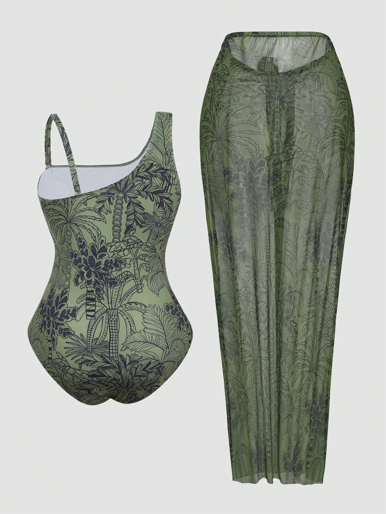 Swim Oasis Plus Size Vacation Style Tankini Swimsuit Set With Sarong Skirt, High Waist Tie Strap Floral Print Swimwear For Beach, Hot Summer Sexy