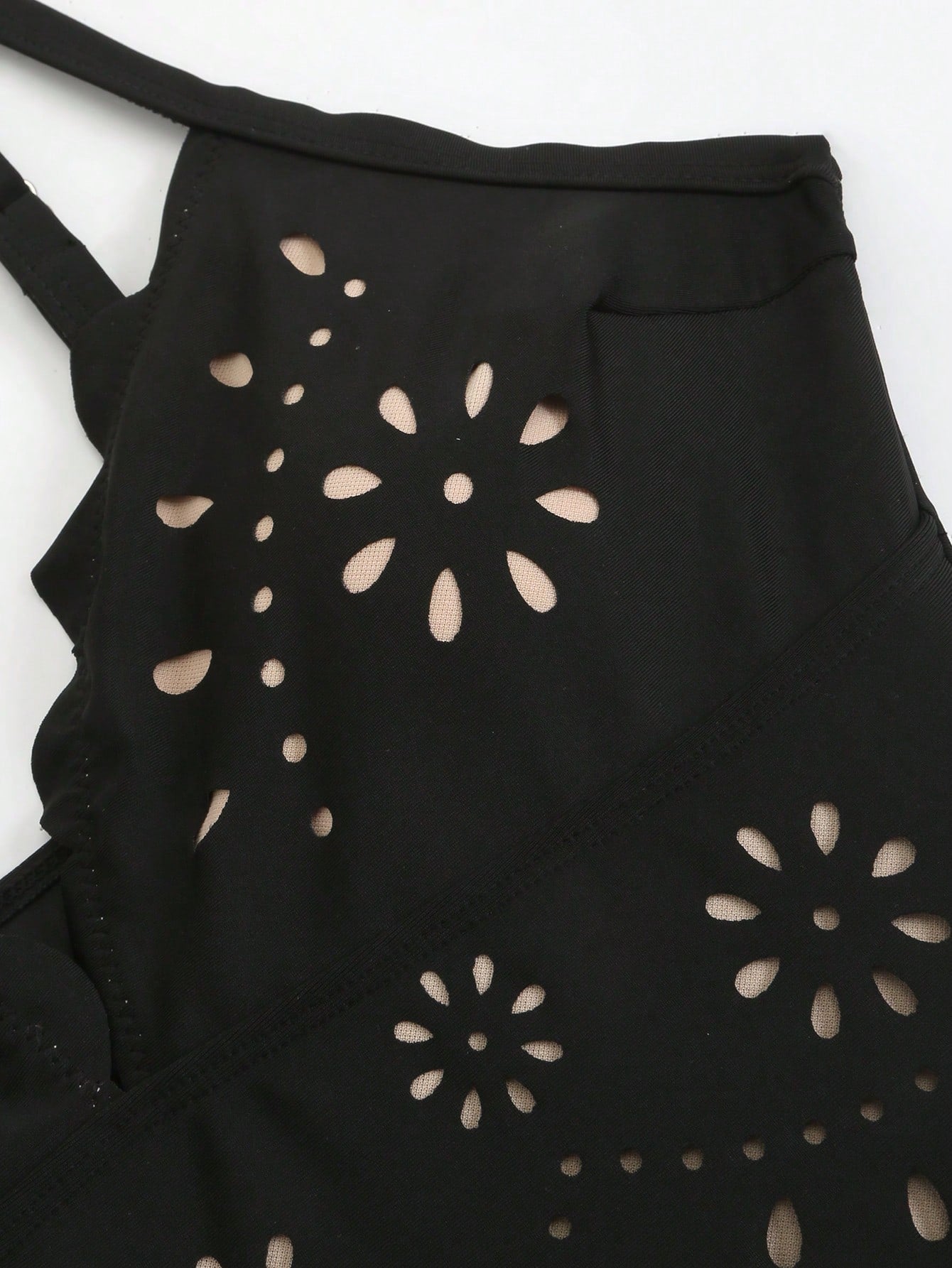 Swim Oasis Solid Color Hollow-Cut Spaghetti Strap Women's One-Piece Hollow Petal Hem Skirt High-End Set