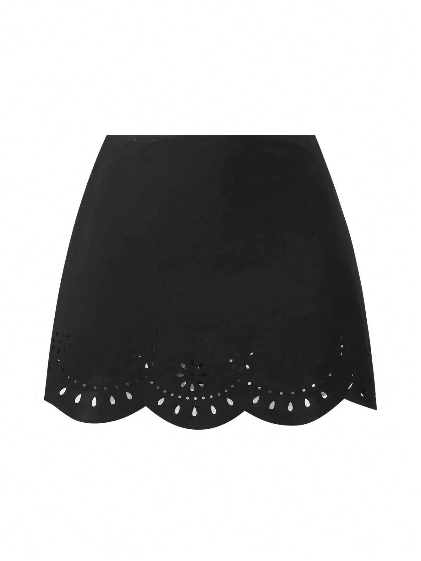 Swim Oasis Solid Color Hollow-Cut Spaghetti Strap Women's One-Piece Hollow Petal Hem Skirt High-End Set