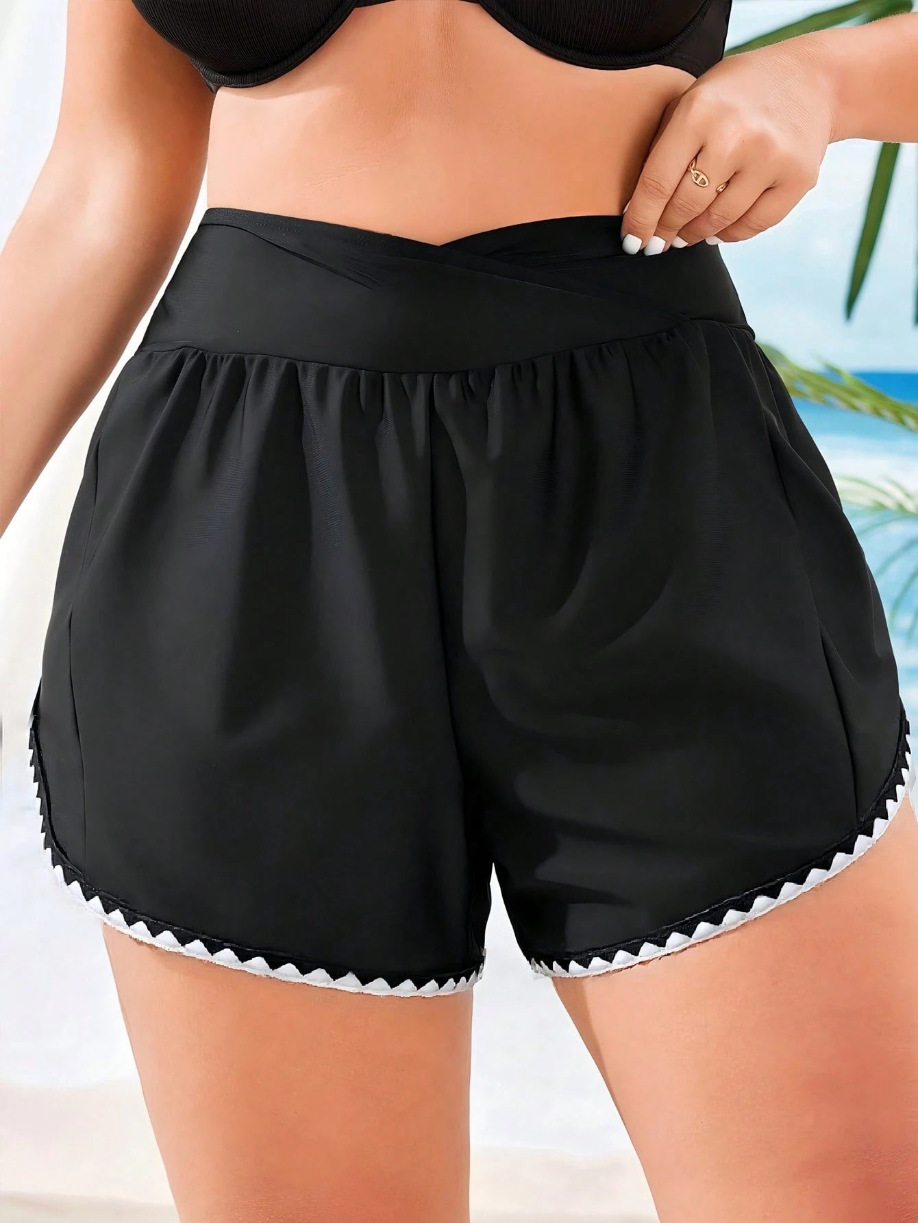 Swim SPRTY Plus Size Women's Swim Pants With Dog Tooth Craftsmanship Simple Fashionable Beach Tennis Sport Holiday Vacation Pool Swimming Summer