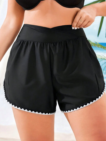 Swim SPRTY Plus Size Women's Swim Pants With Dog Tooth Craftsmanship Simple Fashionable Beach Tennis Sport Holiday Vacation Pool Swimming Summer