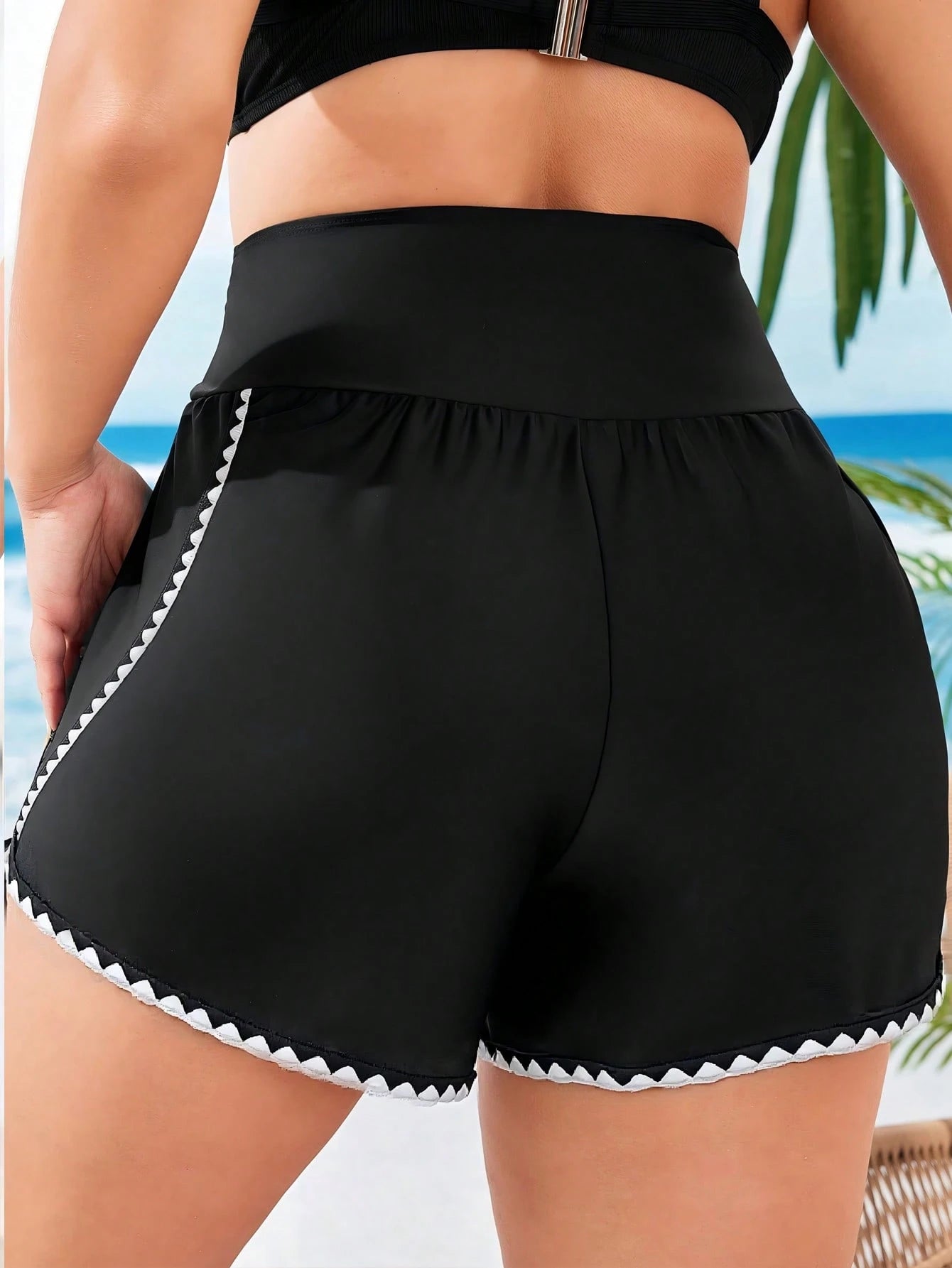 Swim SPRTY Plus Size Women's Swim Pants With Dog Tooth Craftsmanship Simple Fashionable Beach Tennis Sport Holiday Vacation Pool Swimming Summer